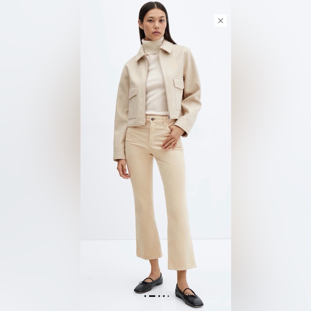 Mango flared cropped corduroy jeans cream ecru Size 8